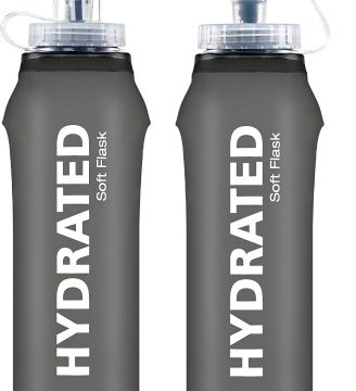 2 Pack Soft Water Bottle, TPU Collapsible Flask Foldable Bottles 750ml for Hydration Pack, BPA-Free Running Bottles for Running Hiking Cycling Climbing GRAY